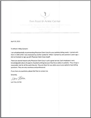 Lori Finn, DPM Letter